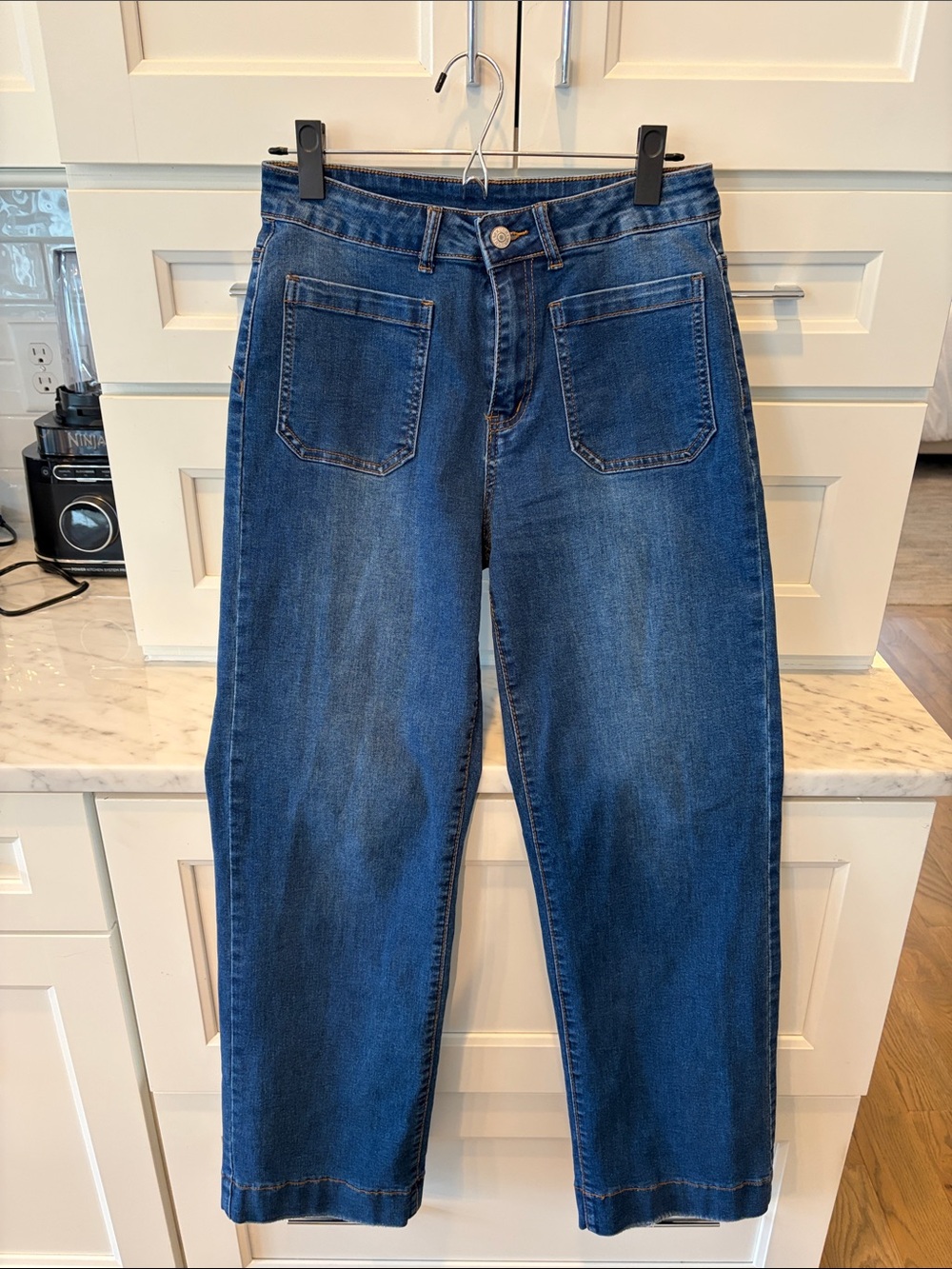 High-Rise Wide Leg Jeans in Dark Blue